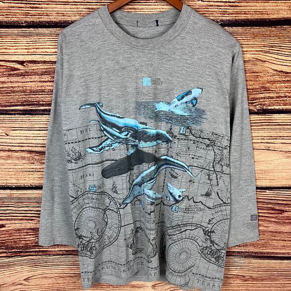 Vintage 1990s Killer Whales All Over Print Long Sleeve Shirt - Picture 1 of 6